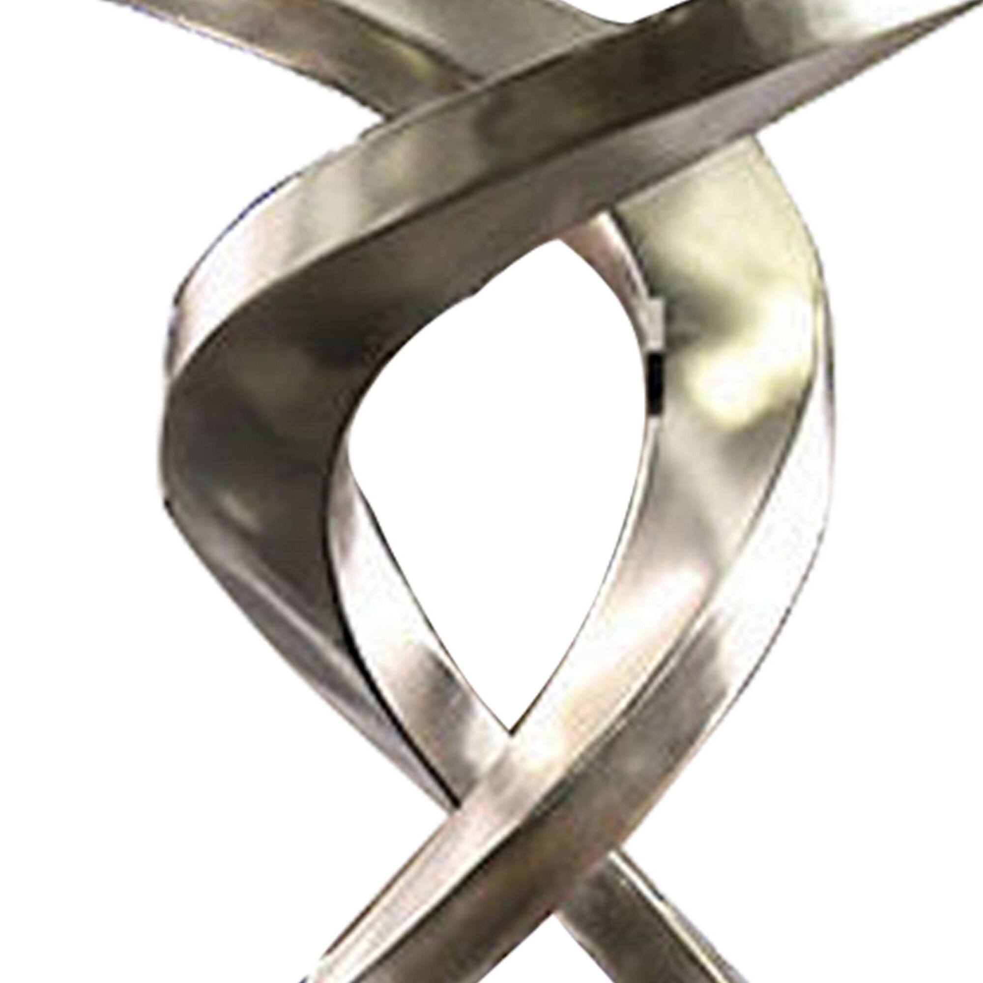 Alt View 1. Manhattan Lane - Contemporary Round Dining Table with Swirl Metal Base - Black and Silver.