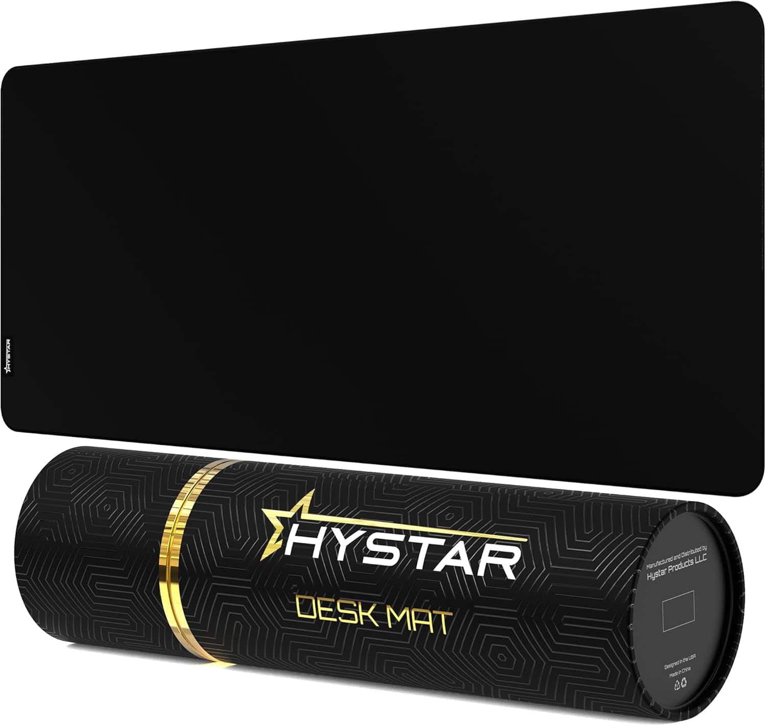 Hystar - Extended Gaming Mouse Pad | XXXL 45" x 20" | 5mm Thick, Waterproof Surface, Polyester Fabric, and Natural Rubber Base - Black