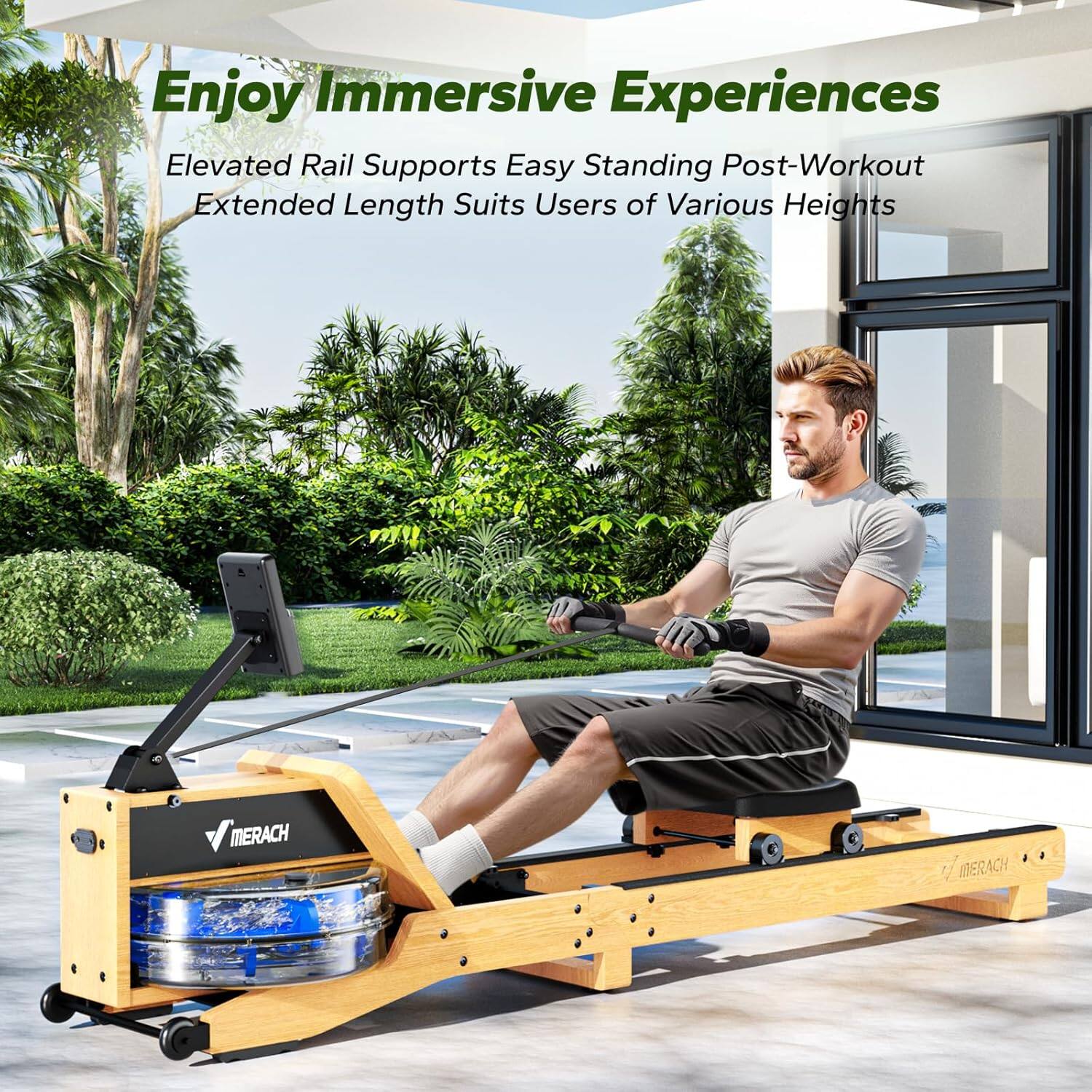 Enjoy Immersive Experiences

Elevated Rail Supports Easy Standing Post-Workout  
Extended Length Suits Users of Various Heights

MERACH