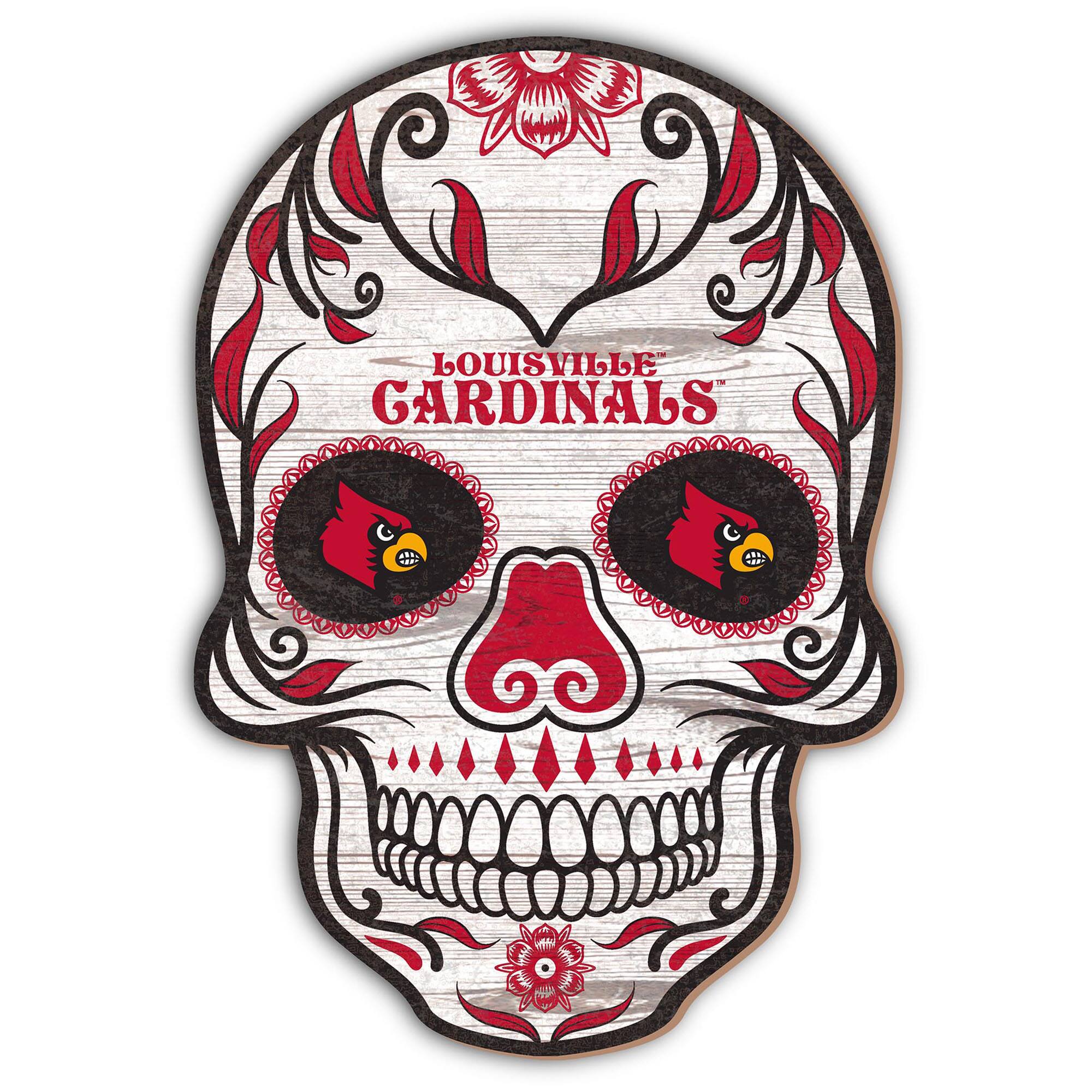 Louisville Cardinals 12'' Sugar Skull Sign