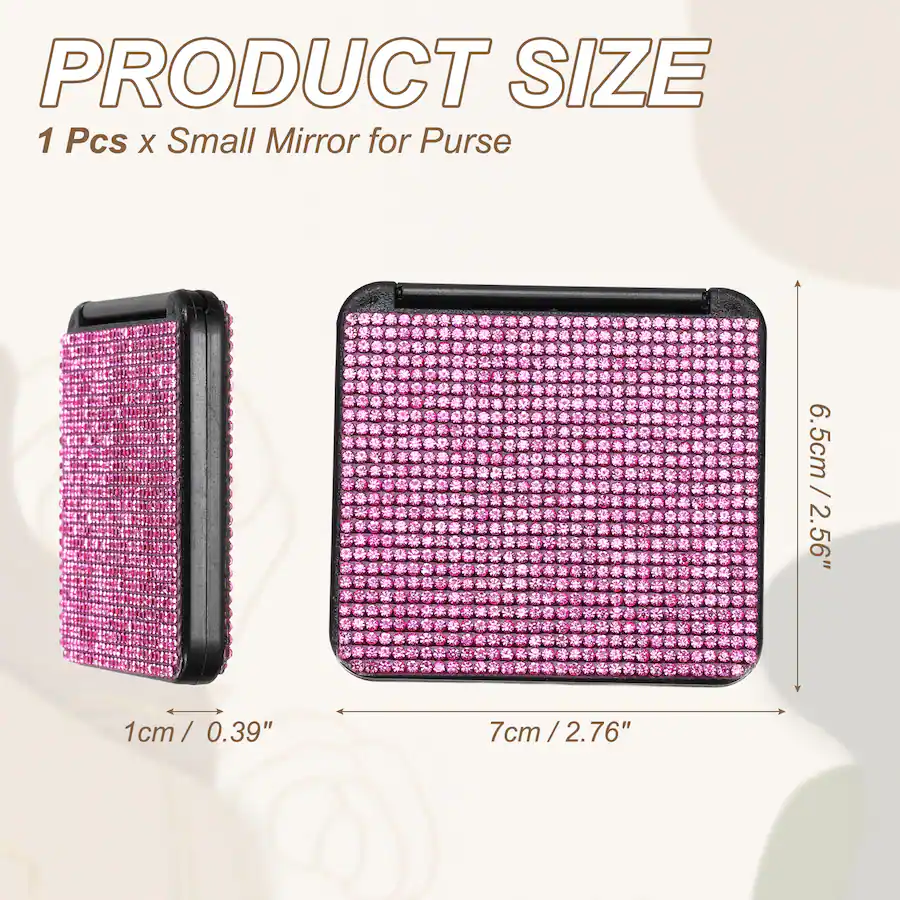 Unique Bargains Rhinestone Compact Mirror, Rectangle Double Sided ...