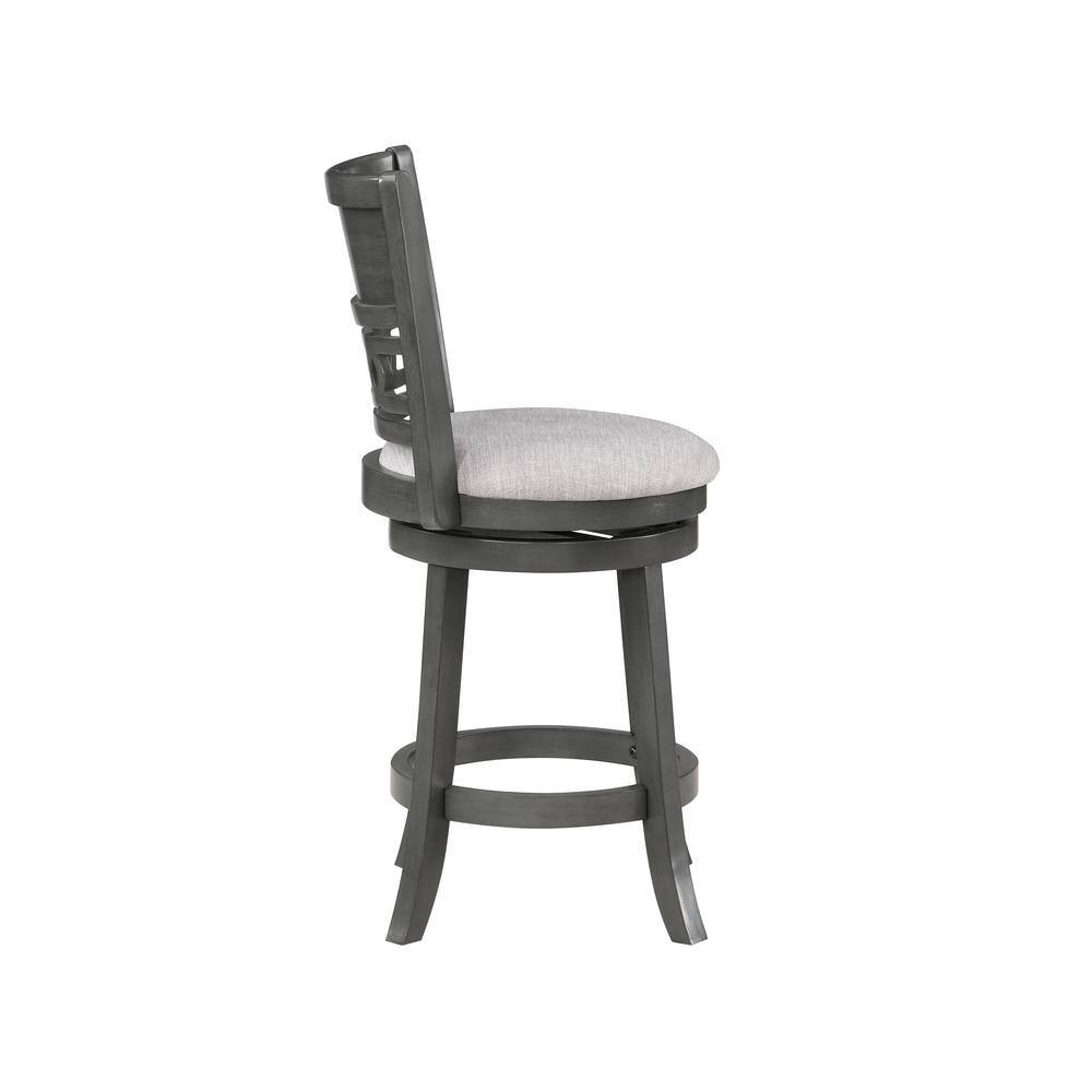 Left. New Classic Furniture - Gia 24" Solid Wood Swivel Counter Stool with Fabric Seat in Gray - Gray.