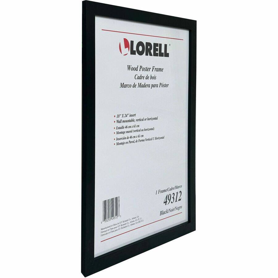 LORELL Wood Poster Frame Cadre de bois Marco de Madera para Poster 18" x 24" insert mountable, vertical or horizontal Wall Entaile 46 cm x 61 cm mural (vertical d'horizontal) Montage de 46cm 4 o 1 6 oE Insercie Virtical & Mortoado Pared de Forma Montaje e D 3525349312 A -ol de 12 d a Chis Mesctm Chus CP K - Patooa Palcicalo I Frome/CalreManco Frume 49312 Black/Nair/Negro