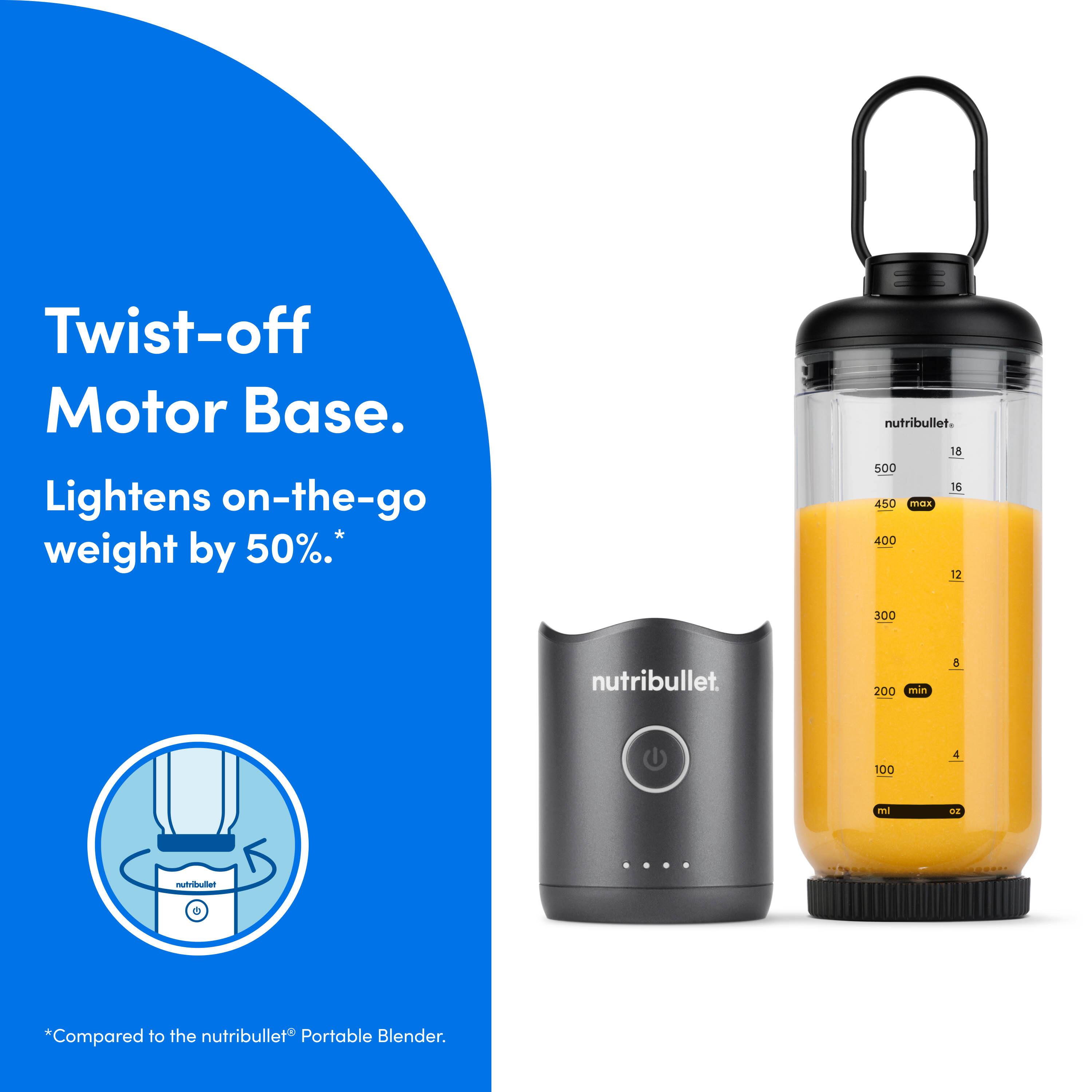 Twist-off Motor Base. Lightens on-the-go weight by 50%.*  
nutribullet.  

*Compared to the nutribullet Portable Blender.