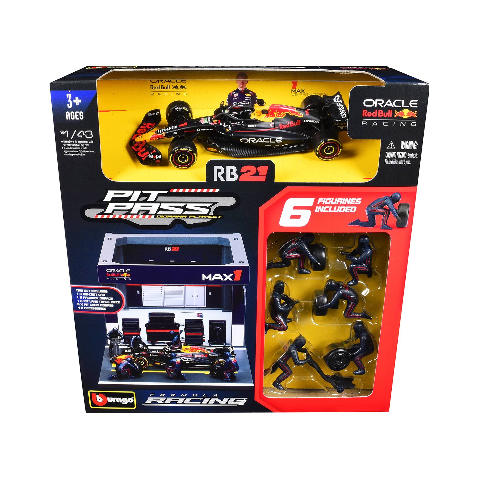 ORACLE RedBull MAX RACING VERSTAPPEN 3+ ORACLE &Gatela ORACLE AGES AT&TI RedBull HONDA FOOT -RedBull RACING / 43 INFORDIEN @ Trowent Celoral de approde of ORACLE within sis WARNING?  tuno cafe cousubri -  - port - CHOING KING WORD Smalars in cider RB 21 PIT FIGURINES PASS 6 INCLUDED DIORAMA PLAYSET

RB
ORACLE RadBull RACING
MAX
THIS SET INCLUDES: 1 DIE-CAST CAR - 1 PIT LANE TRACK PIECE - 1 PIT CREW FIGURES - 4 ACCESSORIES
Sod Ball ACLE
FORMULA RACING