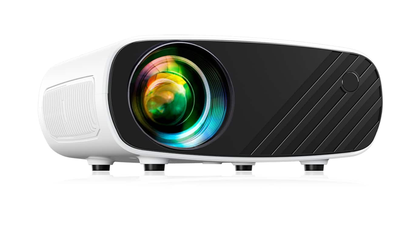 Front. Elephas - 2025 Mini Projector: 1080P HD, 8000L, Portable with Tripod, Compatible with iPhone/Android/Windows/HDMI/USB - White.