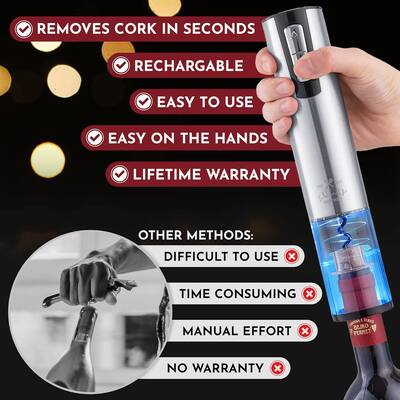 Zulay Kitchen Rechargeable Electric Wine Opener & Foil Cutter with Zulay Kitchen Rechargeable Electric Wine Opener & Foil Cutter with