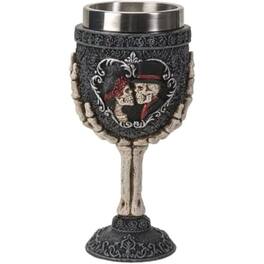 Pacific Trading - Skeleton Couple Wine Goblet Chalice Cup Resin Body Stainless Steel Cup 7 ounce - Multicolor