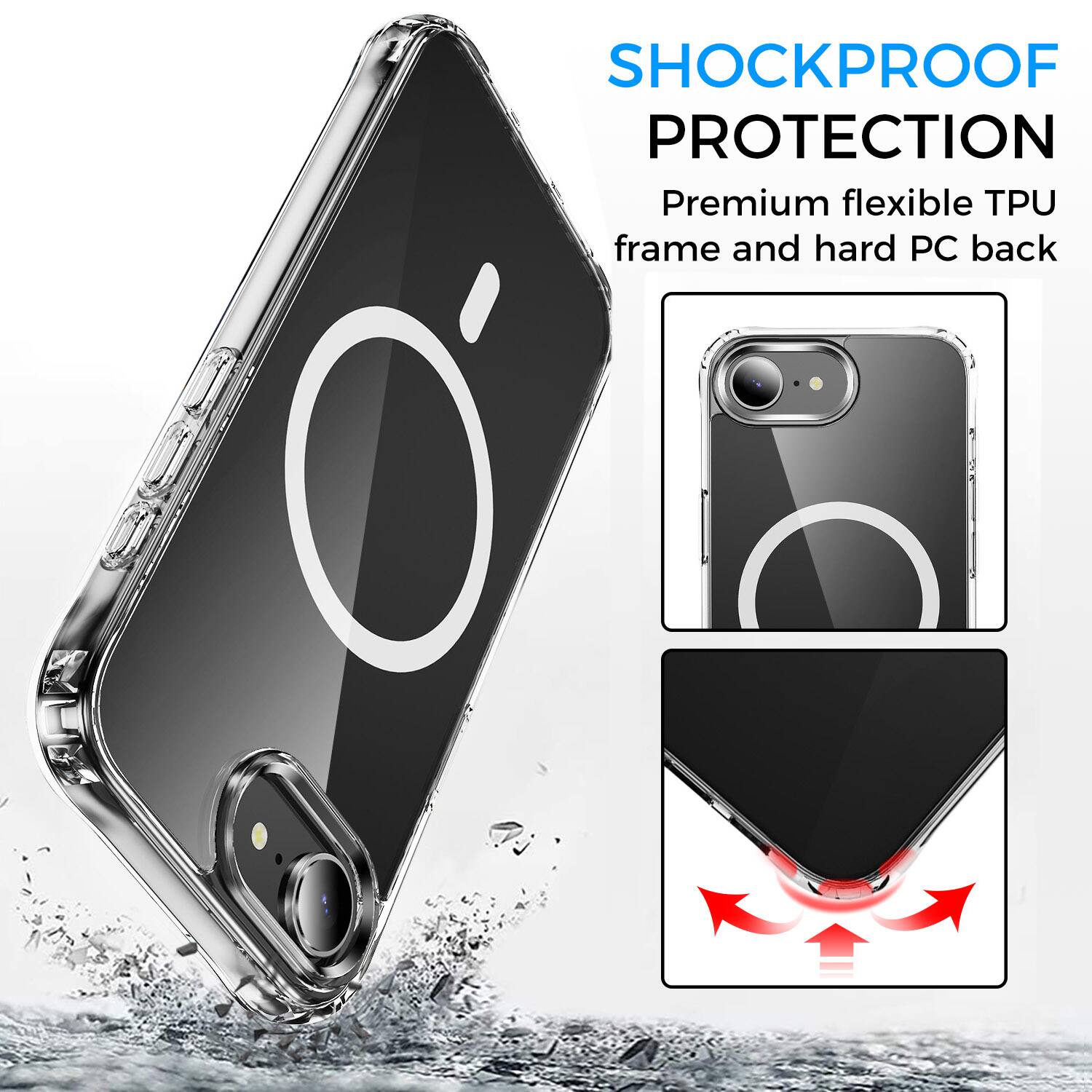 SHOCKPROOF PROTECTION  
Premium flexible TPU frame and hard PC back