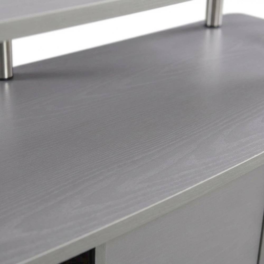 Alt View 4. FurniFact - Gray TV Stand with 3 Cabinets and Shelf for 55-Inch TVs - Gray.