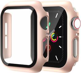 Entronix - Case Compatible with iWatch Series 6/5/4/SE (3rd/2nd/1st Gen), 44mm - Hard Cover w/ Built-In Screen Protector - Rose Gold
