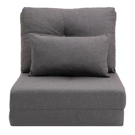 Homcom - Flip Chair, Floor Lazy Sofa, Folding Upholstered Couch Bed with Adjustable Backrest - Dark Gray