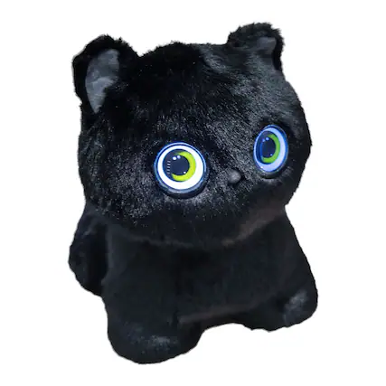 Front. Contixo - AI Pixie-Paw Smart Interactive Plush Cat – AI Companion Stuffed Toy with Voice, Expressive Eyes & Touch-Activated Play - Black.