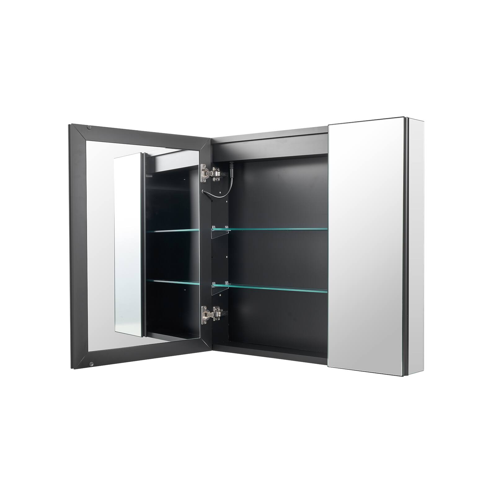 Alt View 5. VEVOR - Lighted Medicine Cabinet with Mirror, 30 x 28 in Recessed or Wall Mount, 3 Color Dimmable LED Bathroom Medicine Cabinet - Black.