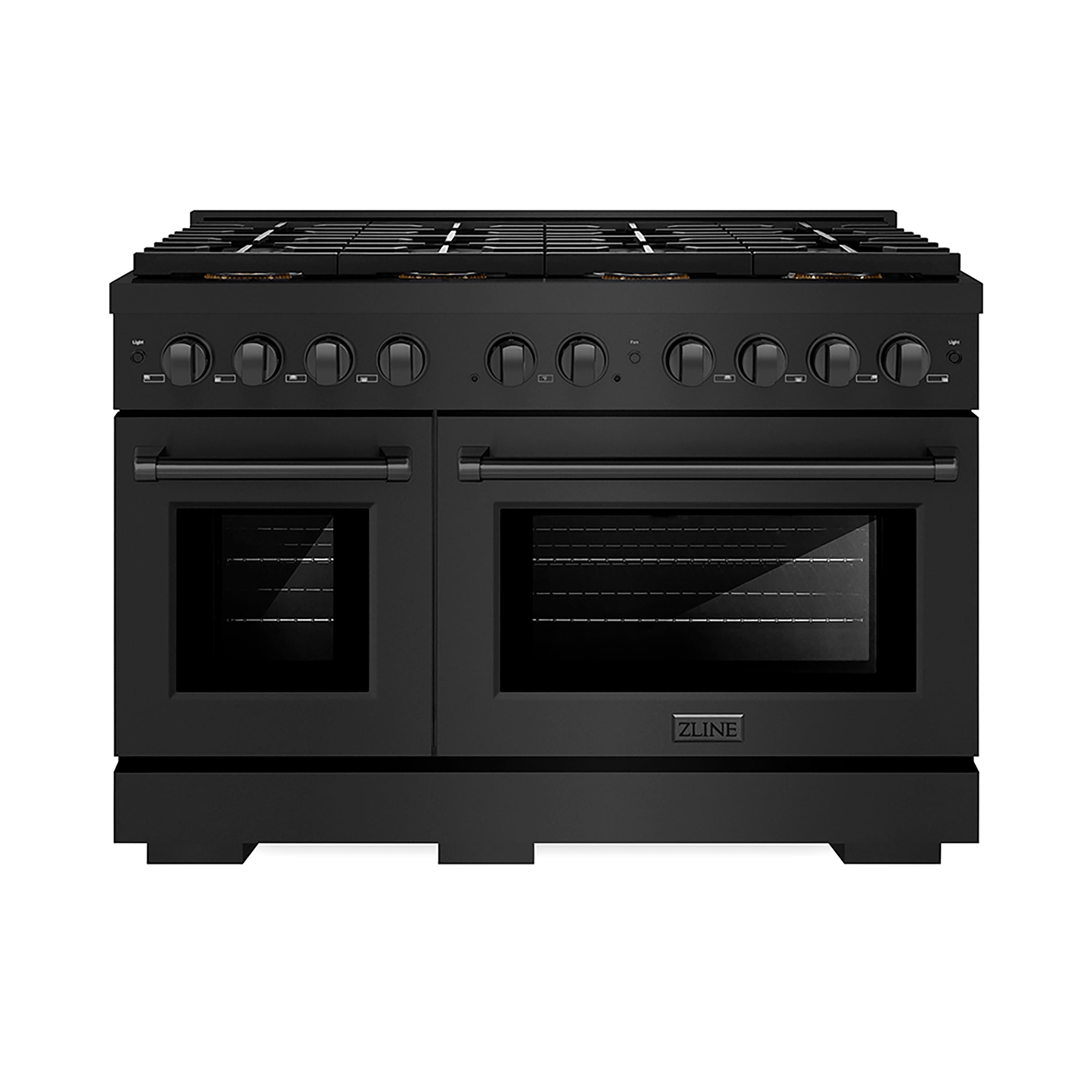 ZLINE - 48 in. Paramount Gas Range with 8 Burner DuoPro Cooktop & Dual Ovens (PSGRB-48) - Black Stainless Steel - Front_Zoom