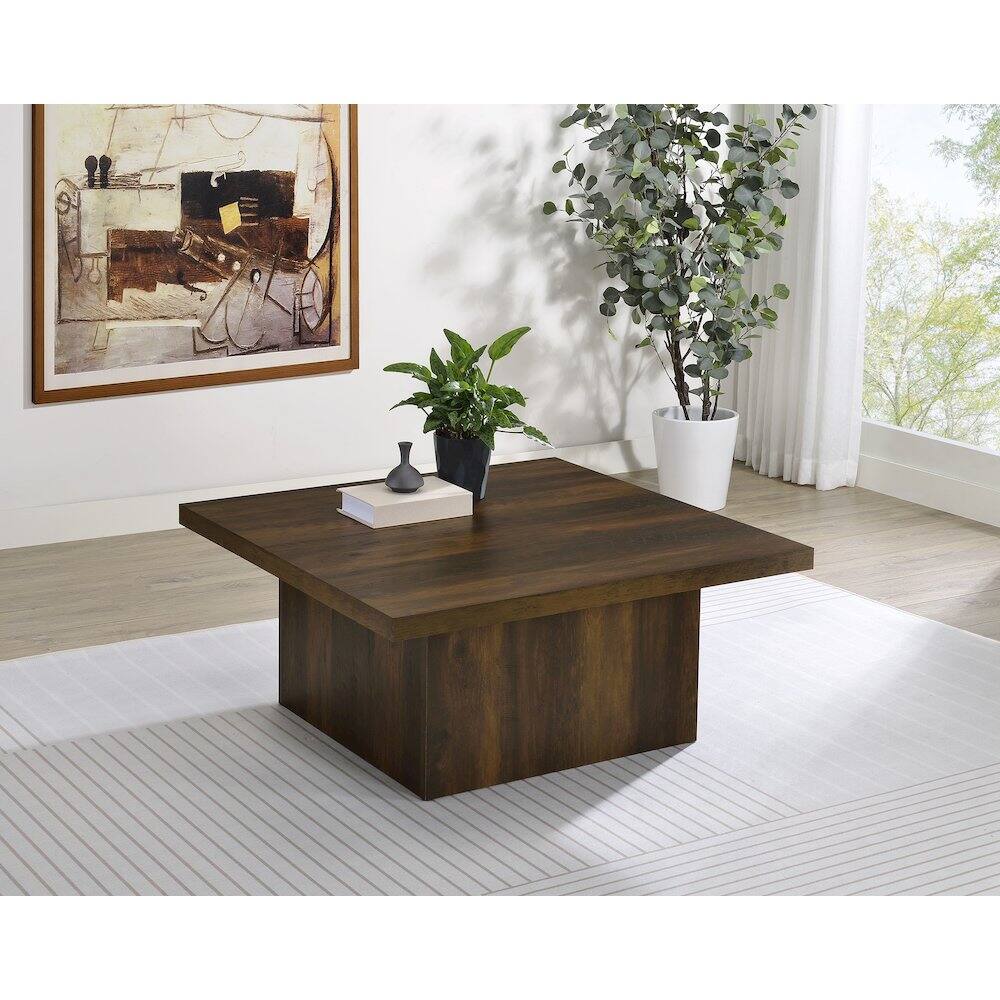 Angle. Coaster Co. of America - Devar Square Engineered Wood Cocktail Coffee Table Dark Pine - Dark Pine.