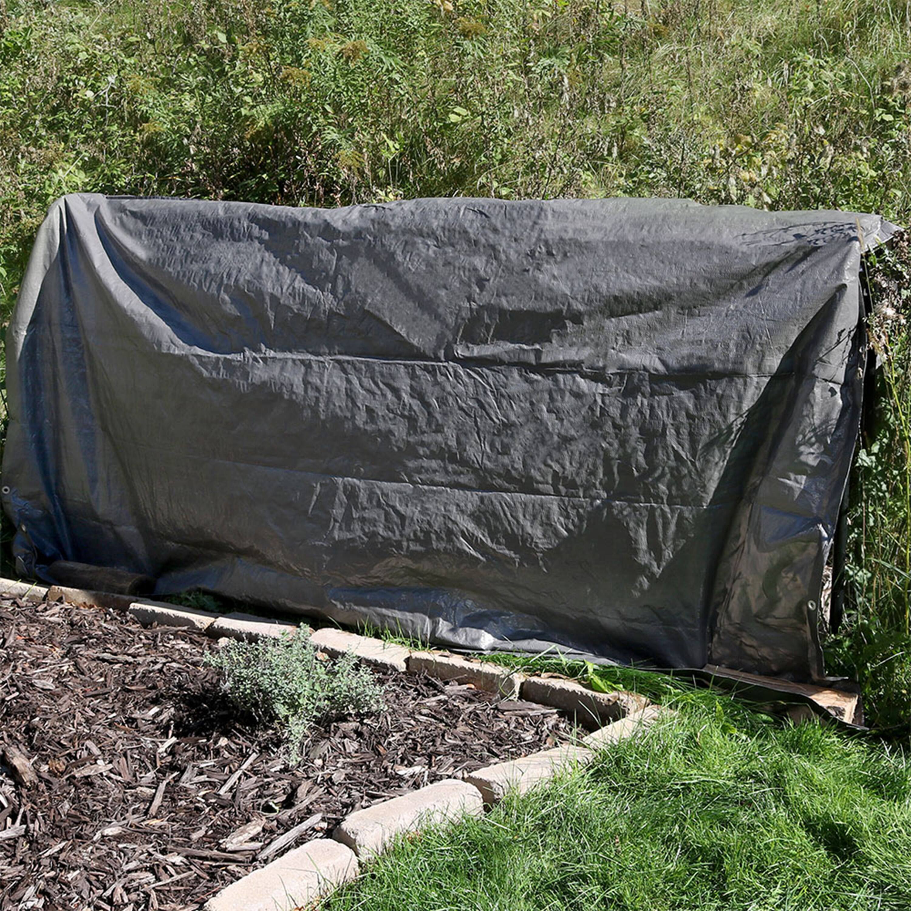 Alt View 1. Sunnydaze - Multi-Purpose Tarp - 12 ft x 16 ft - Set of 5 - Dark Gray.