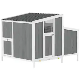 Pawhut - Coop, Wooden Chicken House for 4-6 Hens, Outdoor Hen House with Nesting Box - Gray
