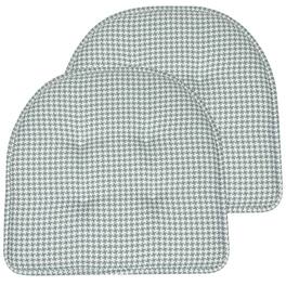 Sweet Home Collection - Houndstooth Stitch U Shaped Memory Foam 17" x 16" Chair Cushions, 2-Pack - Pistachio