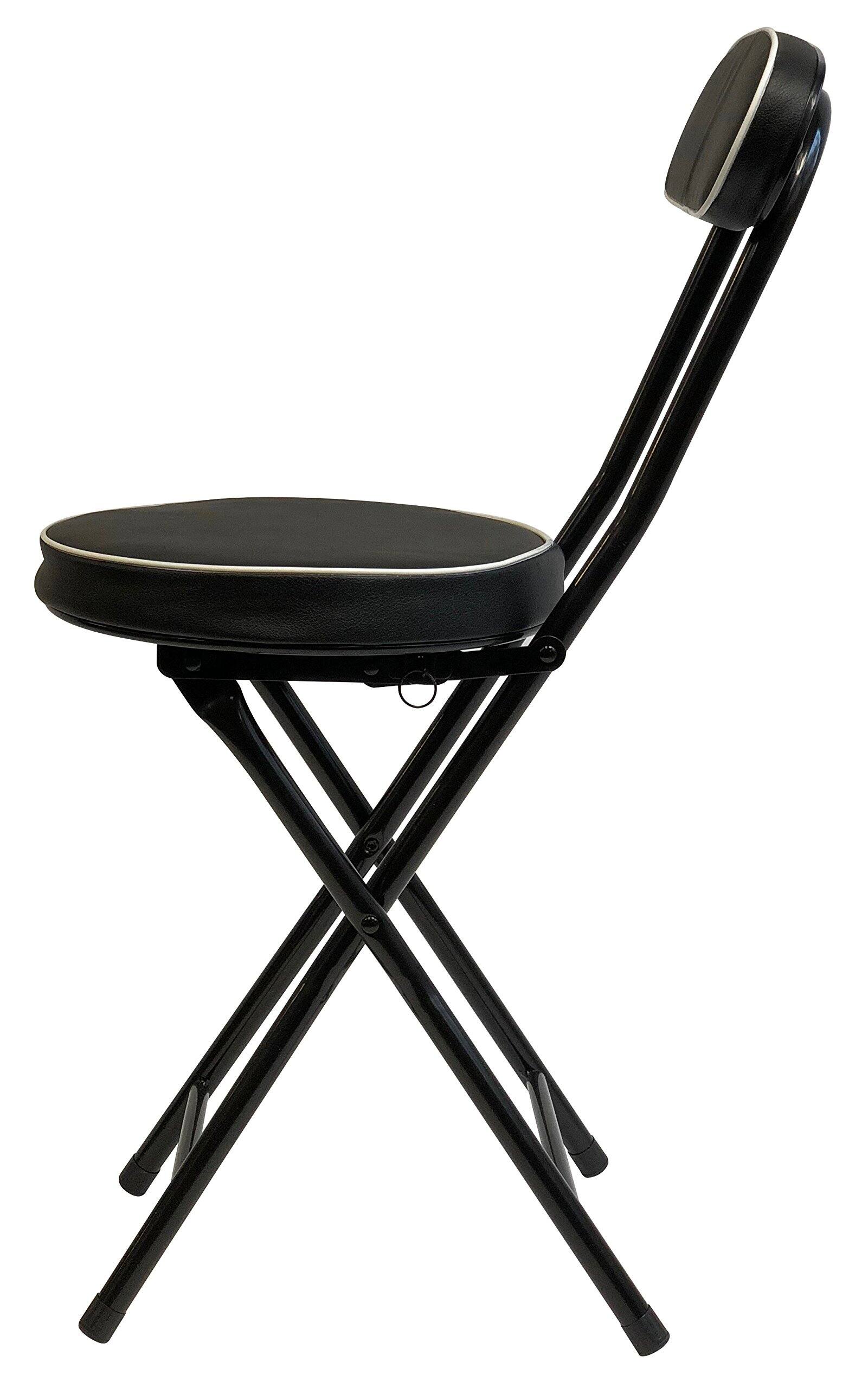 Left. JETRANSPORT - Cushioned Padded Folding Stool 12-Inch Diameter Padded Seating TopSeat height 18"; Can hold up to - Default.