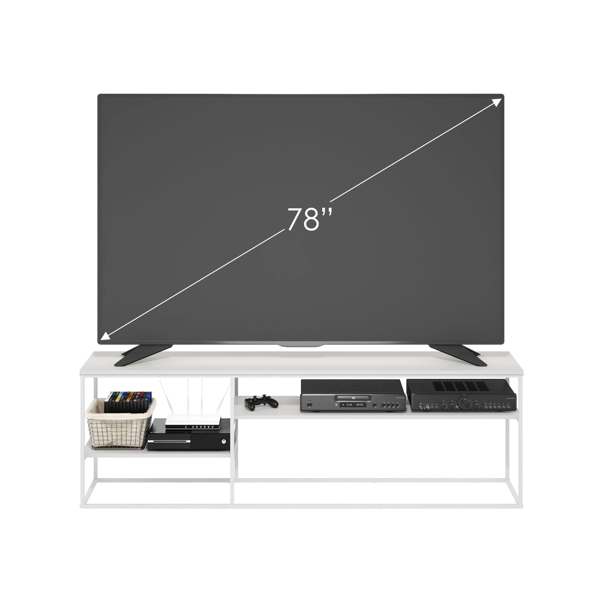 Alt View 4. Furinno - Moretti Modern Lifestyle TV Stand for TV up to 78 Inch - Solid White/White.