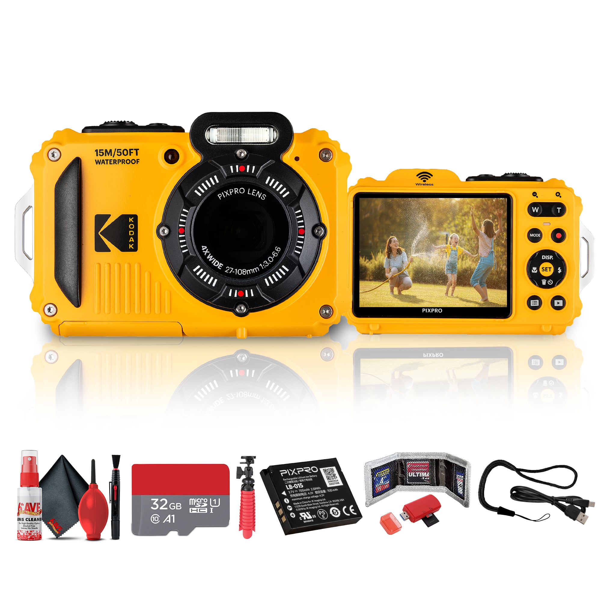 Kodak - PIXPRO WPZ2 Digital Camera (Yellow) | Waterproof & Shockproof Camera + More