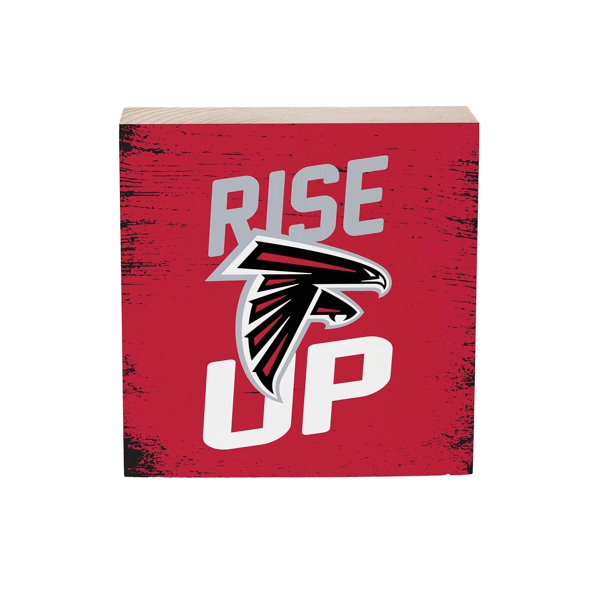 Atlanta Falcons 6" Square Fan Chant Wood Block Shelf Sign