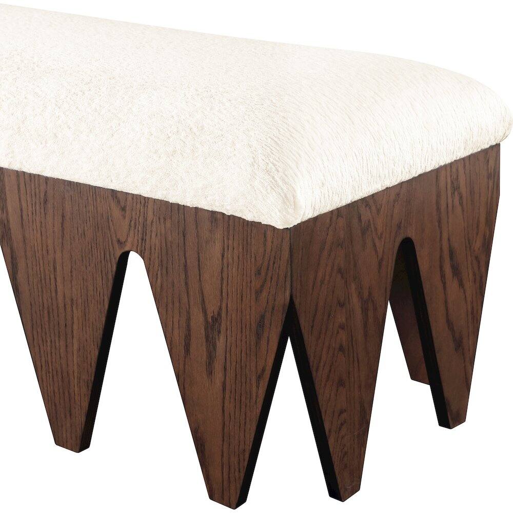 Alt View 4. Meridian Furniture - Altair Cream Velour Fur Fabric Bench - Beige.