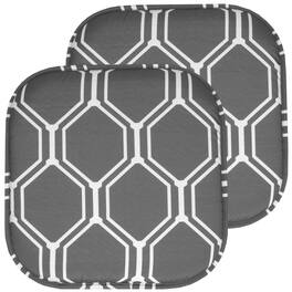 Sweet Home Collection - Mirage Hexagonal Memory Foam No Slip Back 16" x 16" Chair Pad Cushion, 2-Pack - Gray/White