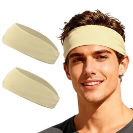 Unique Bargains - Sport Headbands for Men & Women, Stretchy Sweatband Absorbent Headbands, 2pcs - For Yoga/Sports/Running/Fitness/Cycling - Khaki