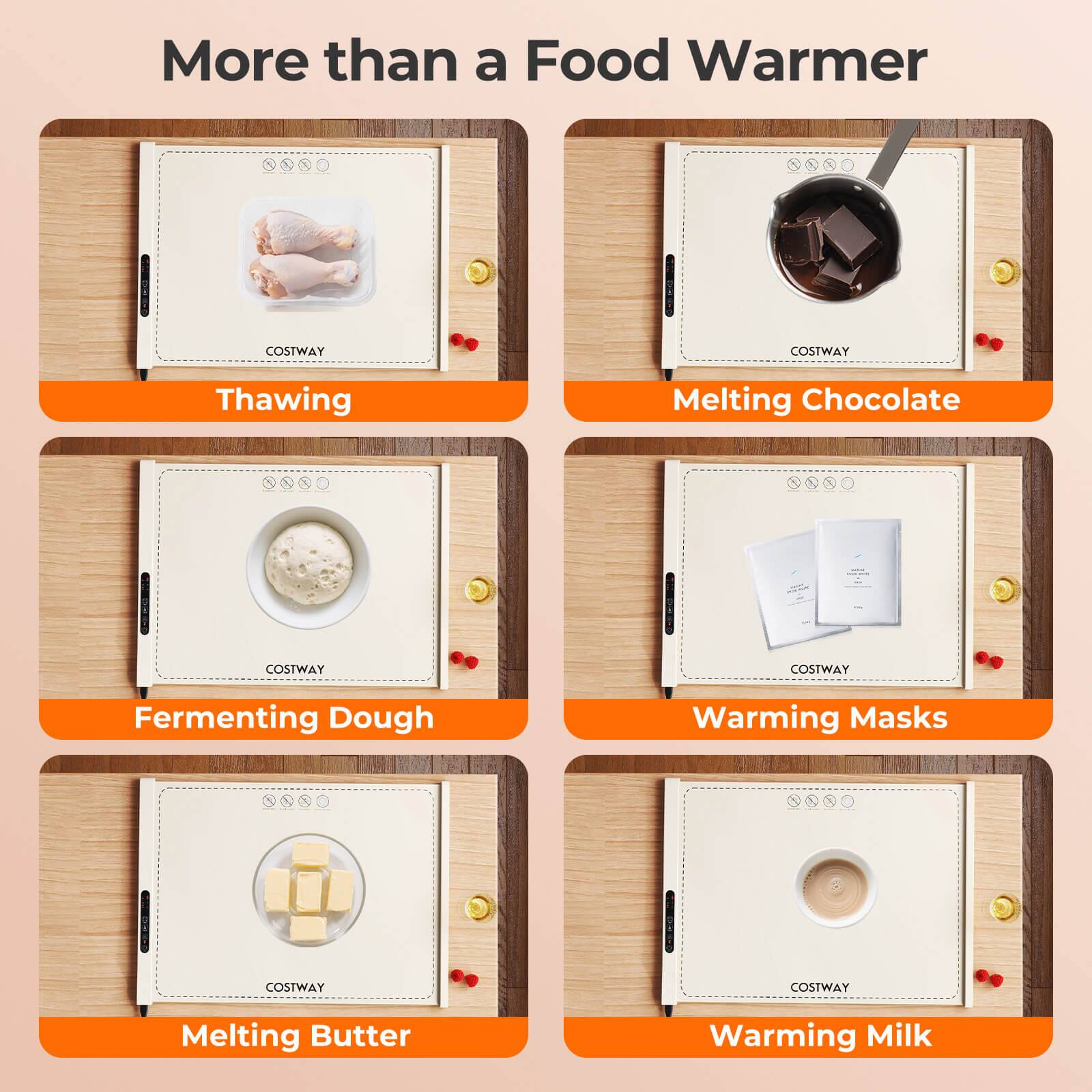 More than a Food Warmer

- Thawing
- Melting Chocolate
- Fermenting Dough
- Warming Masks
- Melting Butter
- Warming Milk