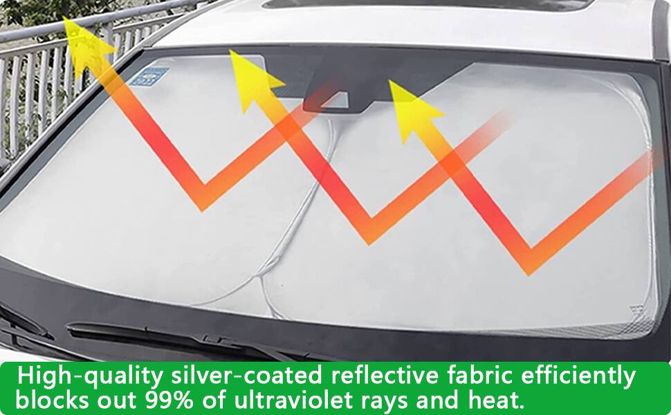 High-quality silver-coated reflective fabric efficiently blocks out 99% of ultraviolet rays and heat.