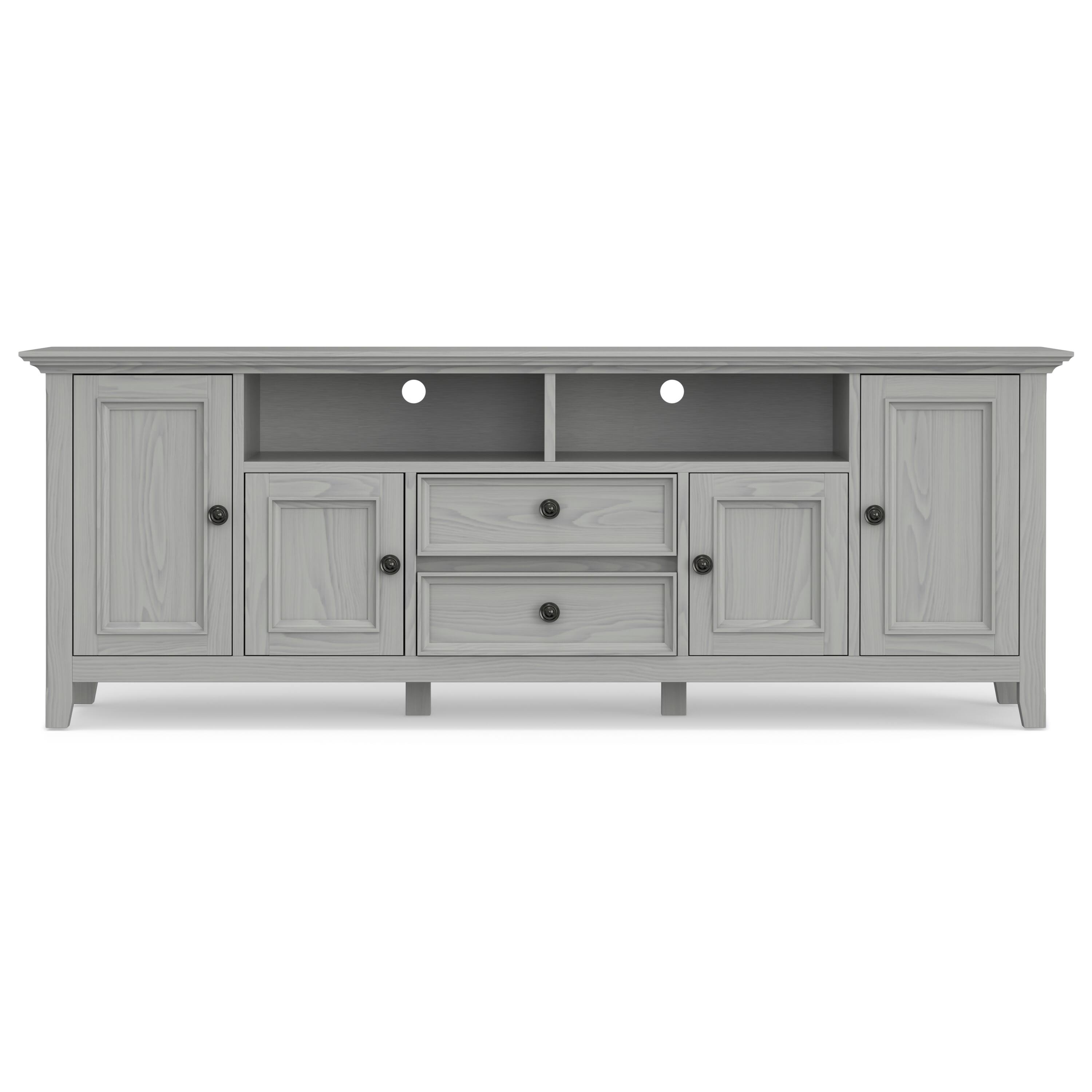 Alt View 7. Simpli Home - Amherst 72 inch Solid Wood TV Media Stand in Fog Grey - Fog Grey.