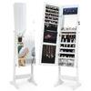 Front. Costway - Costway Jewelry Cabinet Armoire Full Length Frameless Mirror Lockable W/ Lights - White.