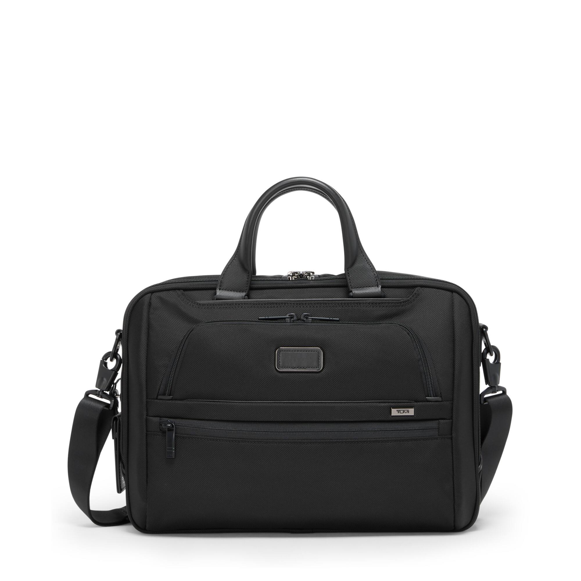 Front. TUMI - Alpha Medium Briefcase - Black.