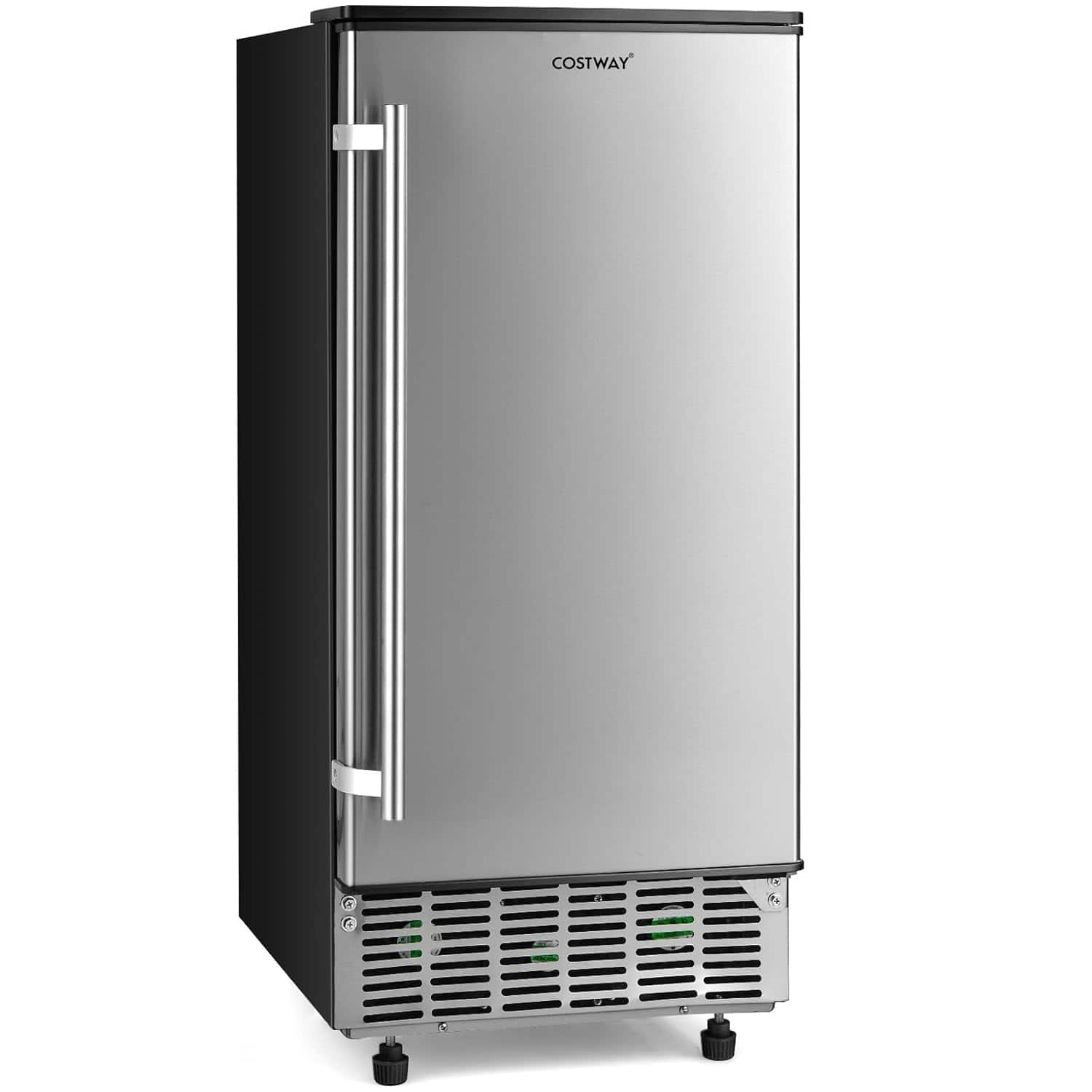 Costway - 80LBS/24H Freestanding and Under Counter 115V Commercial Ice Maker with Self-Cleaning Function - Silver/Black