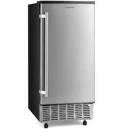 Costway - 80LBS/24H Freestanding and Under Counter 115V Commercial Ice Maker with Self-Cleaning Function - Silver/Black