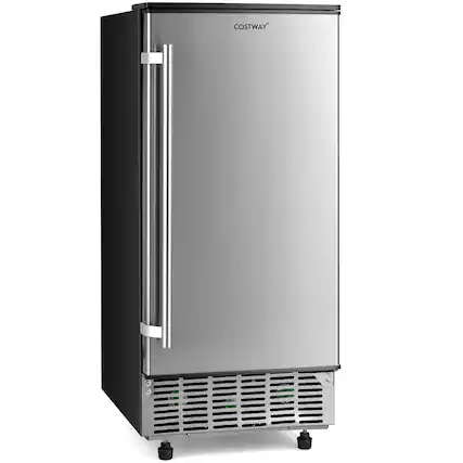 Front. Costway - Costway 80LBS/24H Freestanding and Under Counter 115V Commercial Ice Maker with Self-Cleaning Function - Silver/Black.