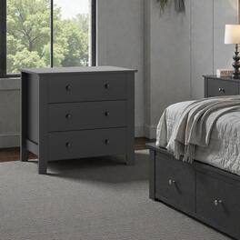 Hivvago - Multi-Functional 3-Drawer Chest for Bedroom Use - Black Wood Grain