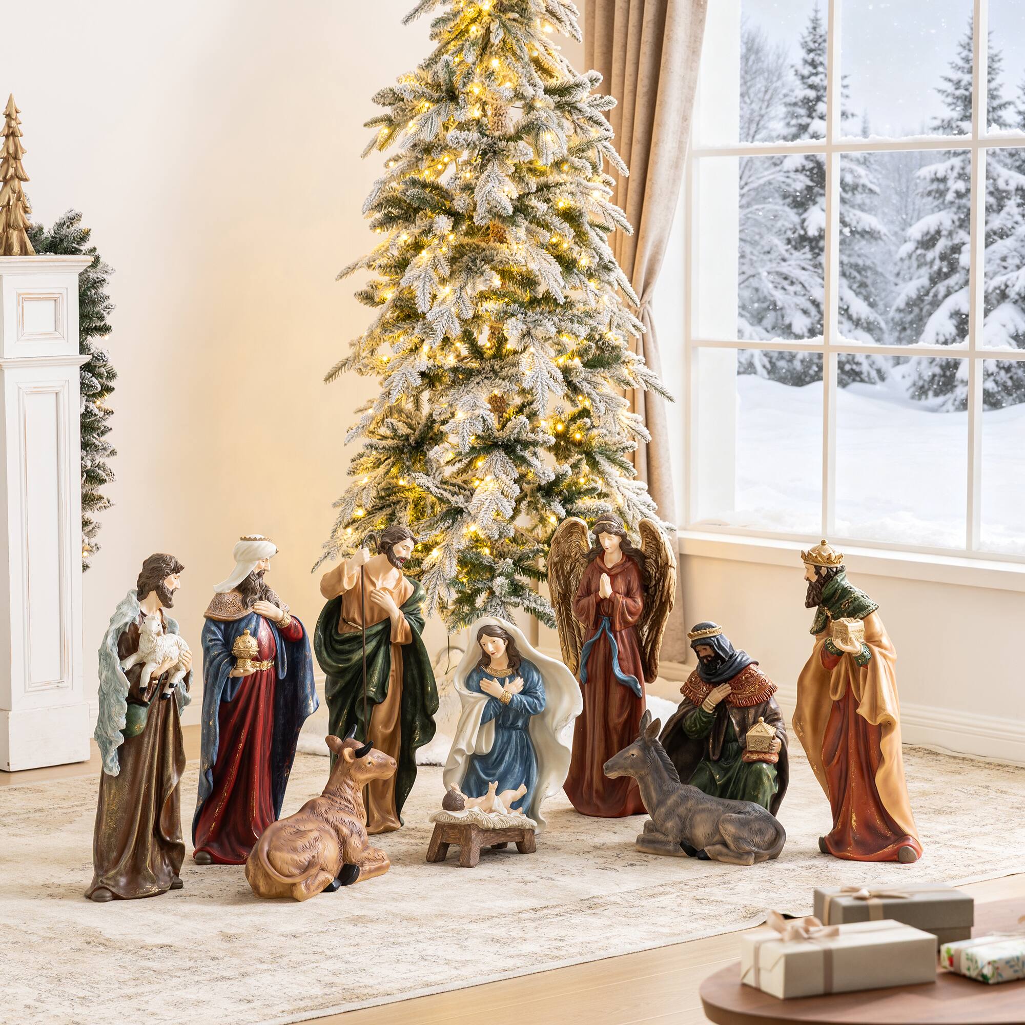 Alt View 5. Glitzhome - 23.75"H Majestic Oversized Resin Nativity Figurine Set - Multi-Colored.