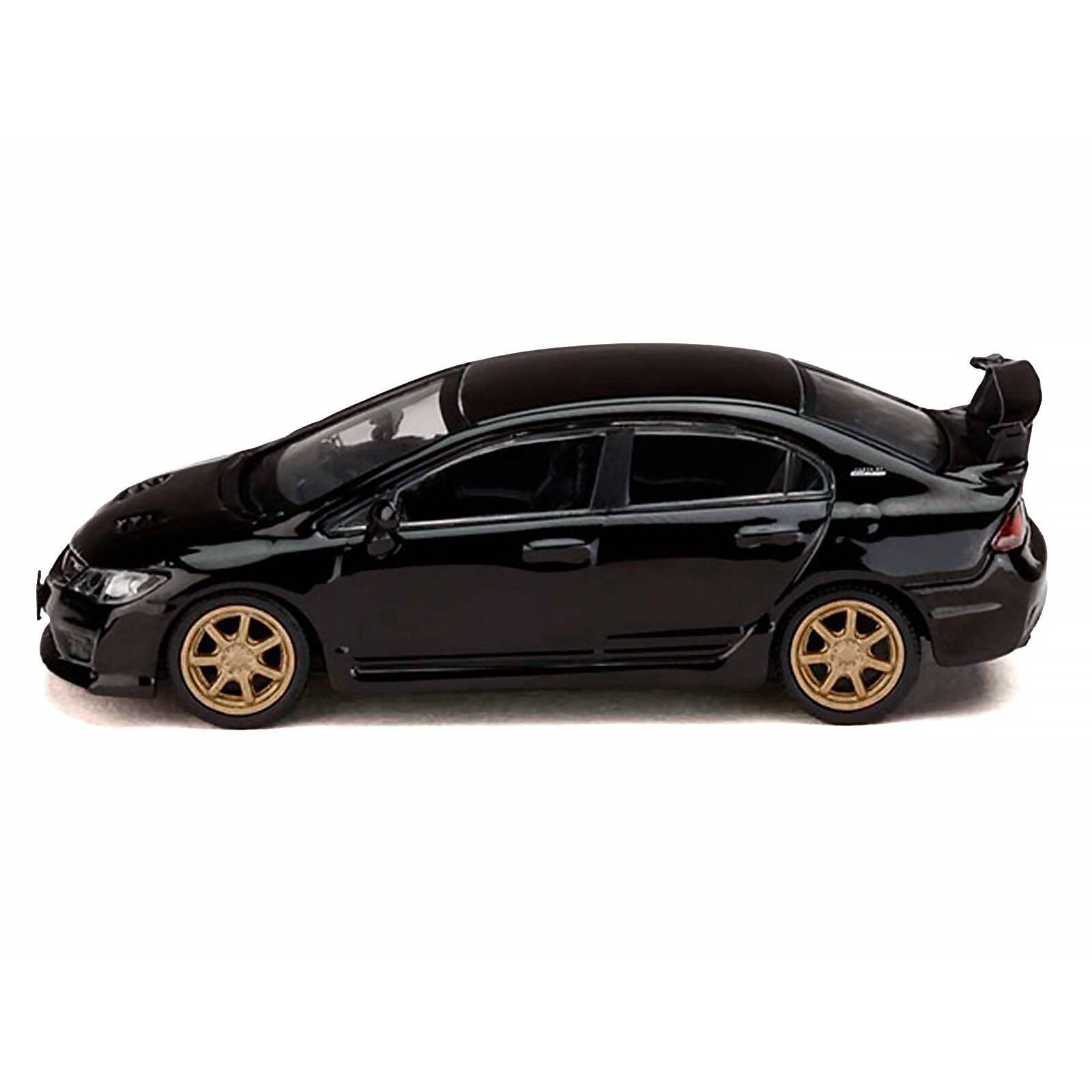 Alt View 1. Hobby Japan - Honda Mugen Civic Type R (FD2) RHD Crystal Black Pearl with Gold Wheels "JDM64" Series 1/64 Model Car by Hobby Japan.
