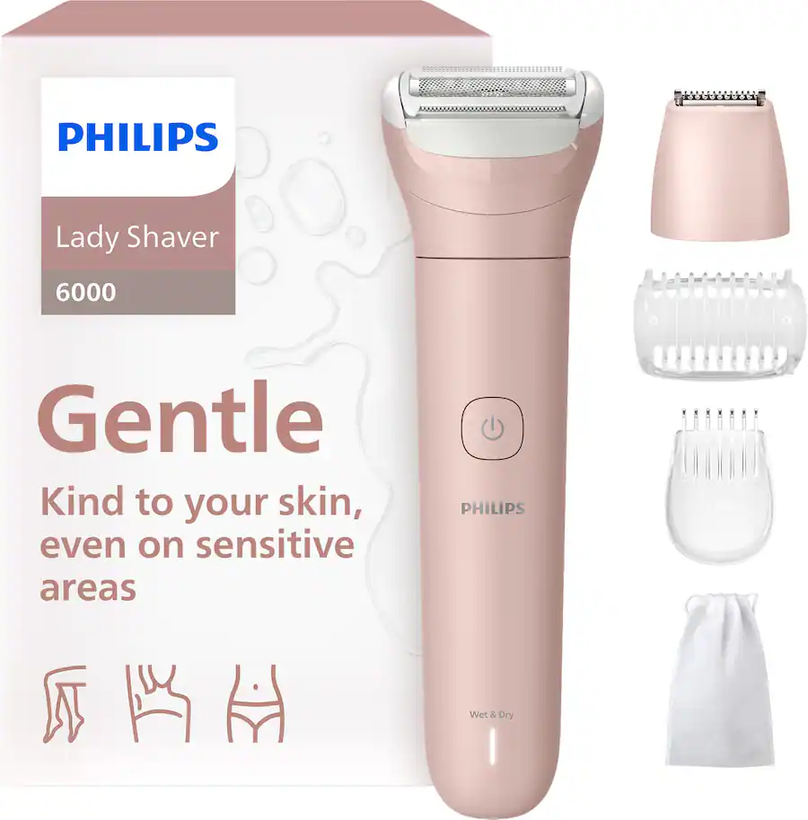 Pink Philips Razor Philips Lady Electric Shaver Series 6000 for Women Cordless, Wet & Dry ...