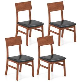 Costway - Dining Chairs Set of 4 with Rubber Wood Legs & Upholstered Seat Curved Backrest - Black,Oak