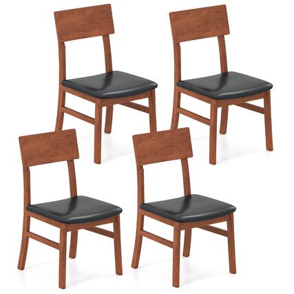 Front. Costway - Costway Dining Chairs Set of 4 with Rubber Wood Legs & Upholstered Seat Curved Backrest - Black,Oak.