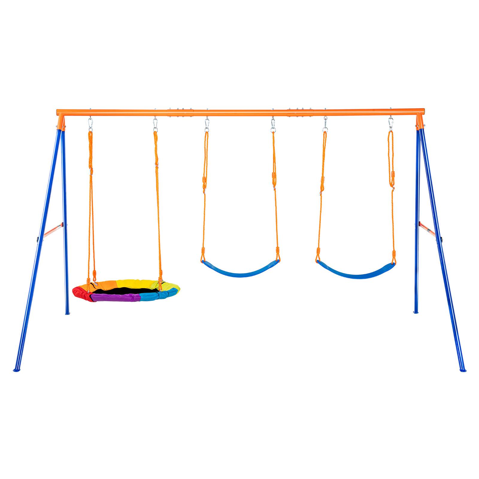VEVOR - Swing Sets for Backyard, 600lbs Load Capacity Swing Set, with 1 Saucer Swing Seat, 2 Belt Swing Seats - Orange