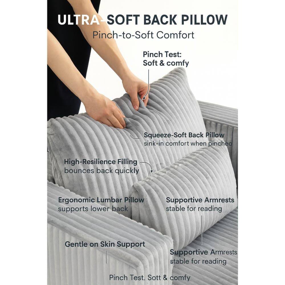ULTRA-SOFT BACK PILLOW  
Pinch-to-Soft Comfort  

Pinch Test:  
Soft & comfy  

Squeeze-Soft Back Pillow  
sink-in comfort when pinched  

High-Resilience Filling  
bounces back quickly  

Ergonomic Lumbar Pillow  
supports lower back  

Supportive Armrests  
stable for reading  

Gentle on Skin Support  

Pinch Test:  
Soft & comfy