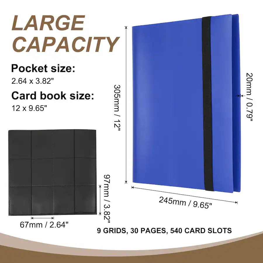 Unique Bargains 9 Pocket Trading Card Binder, PU Cover 540 Side Loading ...