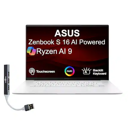 ASUS Zenbook S 16 AI Powered Ryzen AI 9
Touchscreen
OLED
Backlit Keyboard