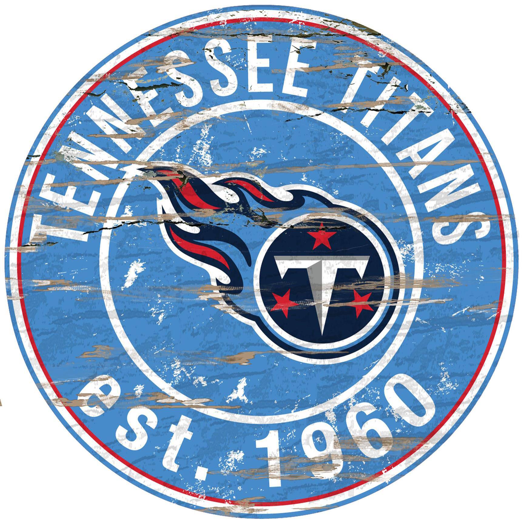 Tennessee Titans 23.5" Distressed Round Sign