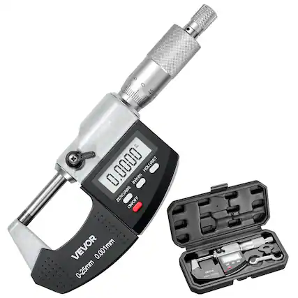 5 002 0 45 10 x D/SET 0.0000 in/mm HOL ZERO/ABS ON/OFF VEVOR 0.001mm 0-25mm VEVOR - SM